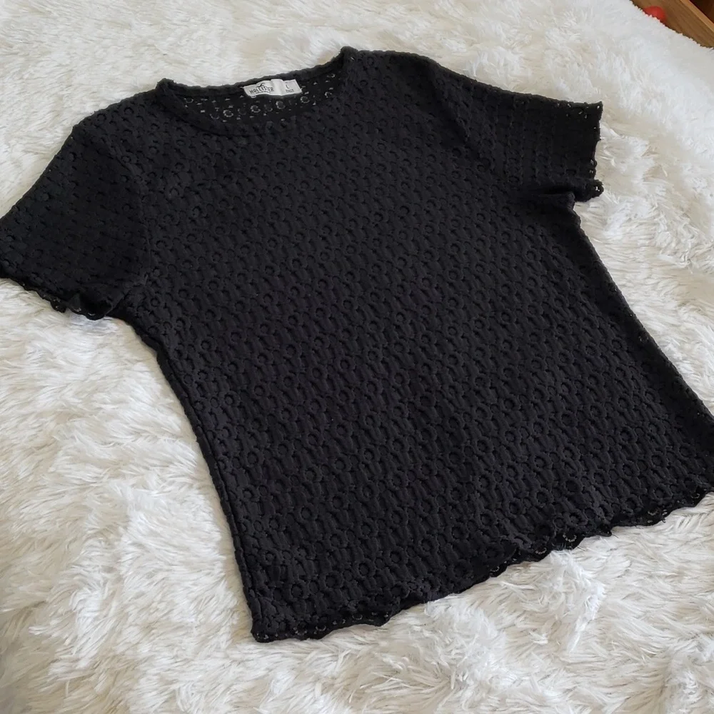Hollister Sheer black t shirt size L - Picture 1 of 4